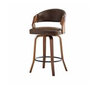 Taburetes de bar 95 cm - set de 2, con respaldo, estructura de madera y asiento de pu - marrón