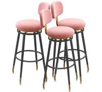 Taburetes de bar con altura de mostrador Juego de 1/2/3/4, taburetes giratorios sin brazos, silla de bar de cocina for mostrador del hogar, isla de comedor, cafetería(Pink 75cm,3 PCS Black Frame)