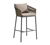 Taburetes de bar de ratán con respaldo y reposapiés, sillas altas de cocina y pub para decoración del hogar, mostrador de desayuno, asiento de café (tamaño: A)