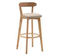Taburetes de bar exquisitos Taburetes de cocina modernos Taburetes de bar de madera maciza Mesas y sillas de bar de cocina nórdica para el hogar con respaldo y funda de asiento extraíble, color madera