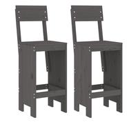 Taburetes de cocina 2 unidades madera de pino gris 40x48,5x115,5 cm