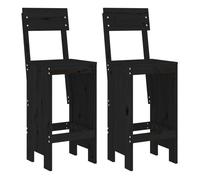 Taburetes de cocina 2 unidades madera de pino negro 40x48,5x115,5 cm