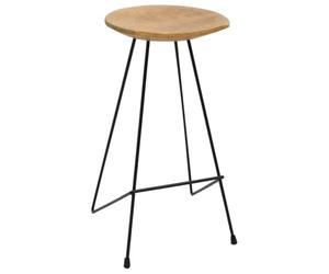 Taburetes de Cocina 2 Unidades Madera Maciza de Teca | Patas de hierro duradero, secado al horno, lijado fino, estilo rustico, entrega aleatoria