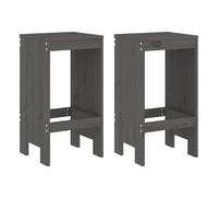 Taburetes de cocina 2 unidades madera maciza pino gris 40x36x75 cm