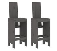Taburetes de cocina 2 unidades madera maciza pino gris 40x42x120 cm