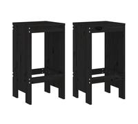 Taburetes de cocina 2 unidades madera maciza pino negro 40x36x75 cm