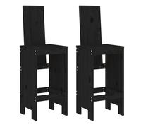 Taburetes de cocina 2 unidades madera maciza pino negro 40x42x120 cm