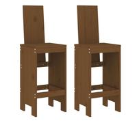 Taburetes de cocina 2 unidades madera pino marrón miel 40x42x120 cm