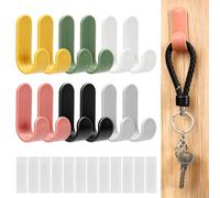Tachypno 12 Piezas Ganchos Autoadhesivos sin Agujeros, 5.2 × 1.7cm Ganchos | Perchas Adhesivas Fuertes, Color Colgadores Adhesivos, Adhesive Hooks, para Baño, Cocina, Multiusos