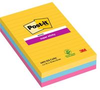 Taco Notas Post-It 4690 Super Sticky 101X152 Colores Rio De Janeiro Con Lineas Pack De 3