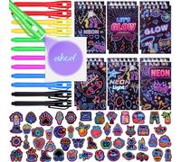 Tacobear Bolígrafo Tinta Invisible y Libreta Pack 74 Neón Detalles Cumpleaños Niños Fluorescencia Piñatas de Cumpleaños con Lápiz Neón Blocs de Notas Regalos Fiesta Cumpleaño Infantil