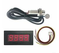 Tacómetro digital LED de 4 bits RPM 5-9999 con sensor de proximidad, puesta a cero automática, indicador azul/verde, medidor industrial para motores, panel 68 x 33 mm (rojo)