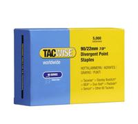 Tacwise 0313 Grapas Galvanizadas de Corona Estrecha Tipo 90/22 mm, Punta Divergente, Paquete de 5000