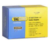 TACWISE 0355 Grapas para cables galvanizadas y de puntas divergentes CT-60/12 mm (5 x 1000 unidades) 12 mm, Set de 5000 Piezas
