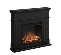 TAGU Larsen Chimenea eléctrica con PowerFlame, Calefactor y Termostato, Temporizador de 7 días, Efecto de Llama LED, Control Remoto (Negro Intenso)