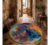 Taidianolp Alfombra Redonda, Abstracto Azul, Naranja, Amarillo, Violeta, 160 cm (personalizada) Alfombras de pelo corto para decoración del hogar moderno salón