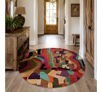 Taidianolp Alfombra Redonda, Abstracto Violeta, Rojo, Naranja, Verde, Beige, Marrón, Negro, 130 cm (personalizada), Alfombras de Salón Alfombra Decorativa Lavable Antideslizante