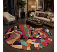 Taidianolp Alfombra Redonda, Abstracto Violeta, Rojo, Naranja, Verde, Beige, Negro, 70 cm (personalizada), alfombras lavables en lavadora antideslizantes para cocina, dormitorio