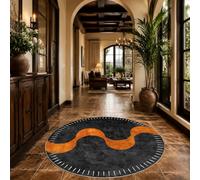 Taidianolp Alfombras redondas, modernas, abstractas, gris, naranja, blanco, 150 cm, lavable, para decoración de sala de estar, dormitorio, armario esquinero,