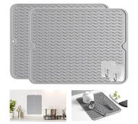 TAIHOBO Alfombrilla Escurreplatos, 2 Piezas Escurreplatos Silicona de Secado Rápido, Escurreplatos Plegable Versátil, Silicone Draining Mat Resistente al Calor 40 × 30 cm Bayeta Escurridor