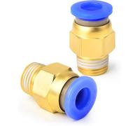 TAILONZ NEUMÁTICO Azul macho recto 10 mm de diámetro exterior del tubo x 1/4 BSP Racores de conexión a presión PC10-02 (paquete de 10)
