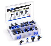 TAILONZ PNEUMATIC 6mm OD Accesorios de conexión a presión Kit de racores neumáticos 10 separadores+10 codos+10 t+10 rectos (40 piezas)