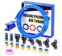 TAILONZ PNEUMATIC - Kit de tubo de manguera de aire de poliuretano, 8 mm de diámetro exterior y 5 mm de diámetro interior, 16 metros, azul