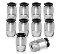 TAILONZ PNEUMATIC Racor recto macho redondo de 6 mm de diámetro exterior x rosca BSP de 1/8 pulgadas POC6-01 (pack de 10)