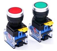 Taiss 2 unidades 22 mm pulsador momentáneo 10 A 440 V 1NO 1NC DPST rojo verde interruptor pulsador LA38-11BN/GR