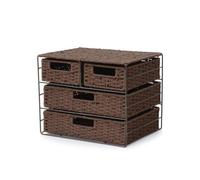 TAIZhiChen Cajonera con Cestas Compacto Organizador con Cajones Mimbre Multiusos Mueble Cestas para Estanría, Tocador, Café, Estilo Japonés