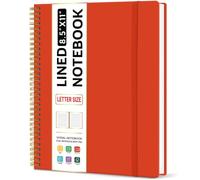 Taja Spiral Lined Notebook, 8.5"x11" Notebooks for Work, Large A4 Journal for Women & Men, College Ruled Journaling Notebook for Writing, Plastic Cover Spiral Journal, Tomato Red