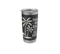 Take Me Back To The Old Days Retro Palmera Vintage Beach Vaso térmico de acero inoxidable de doble pared