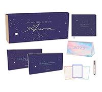 Takenote - Planning box - Agenda 2023 Semana Vista - Caja de regalo - Incluye Agenda Anual, Planificador semanal y mensual, calendario de mesa 2023, Checklist y Pen - Aura, Azul Galaxia SV, 450-4