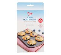 Tala 2 mini bandejas antiadherentes para hornear magdalenas, bandejas de calor uniforme para mini cupcakes, aperitivos y aperitivos, acero al carbono, asas planas anchas, aptas para lavavajillas y