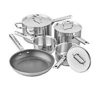 Tala Performance - Juego de utensilios de cocina de acero inoxidable de 5 piezas, cacerolas con tapas de acero inoxidable, 16, 18 cm de profundidad y 20 cm de profundidad con mango auxiliar, sartén