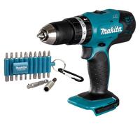 Taladradora de percusión a batería Makita DHP 453 Z 18 V 42 Nm + juego de puntas de 22 piezas - sin batería, sin cargador