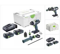 Taladradora de percusión sin cable Festool TPC 18/4 I-Basic 18 V 75 Nm sin escobillas + 2x batería recargable 3,0 Ah + cargador + systainer