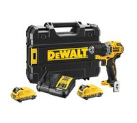 Taladro a batería dewalt 12v brushless - 2 baterias - incluye 2 baterías li-ion 2ah, cargador multi-voltaje xr, pinza para cinturón y maletín tstak - dcd701d2-qw