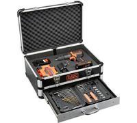 Taladro atornillador a batería, 18V, BLACK+DECKER BDC718AS2F-QW, con 2 baterías, cargador, maletín y 80 accesorios