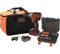 Taladro atornillador a batería BLACK + DECKER de 18V - 2 baterías de 18V (1x2,5Ah y 1x4Ah) - Cargador - Maletín - BL188ME2SA-QW