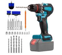 Taladro Atornillador a Bateria Compatible con Makita 18V, Juego de Taladro Percutor Bateria Taladradora Atornilladora 50Nm con 24 Accesorios, 23+1 Ajuste de Par, 2 Velocidad (sin Batería & Cargador)