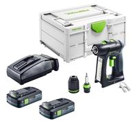 Taladro atornillador a batería Festool C 18-Basic 18 V 45 Nm sin escobillas + 2 baterías de 4,0 Ah + cargador + Systainer