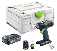Taladro atornillador a batería Festool T 18+3-Basic 18 V 50 Nm sin escobillas + 1 batería de 4,0 Ah + Systainer - sin cargador