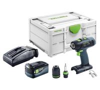 Taladro atornillador a batería Festool T 18+3-Basic 18 V 50 Nm sin escobillas + 1 batería de 5,0 Ah + cargador + Systainer