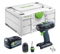 Taladro atornillador a batería Festool T 18+3-Basic 18 V 50 Nm sin escobillas + 1 batería de 5,0 Ah + Systainer - sin cargador