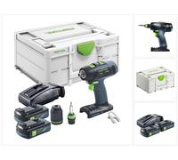Taladro atornillador a batería Festool T 18+3 Basic 18 V 50 Nm sin escobillas + 2 baterías de 3,0 Ah + cargador + Systainer