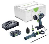 Taladro atornillador a batería Festool TDC 18/4-Basic 18 V 75 Nm sin escobillas + 1 batería de 4,0 Ah + cargador + Systainer
