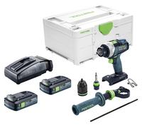 Taladro atornillador a batería Festool TDC 18/4-Basic 18 V 75 Nm sin escobillas + 2 baterías de 4,0 Ah + cargador + Systainer