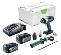 Taladro atornillador a batería Festool TDC 18/4-Basic 18 V 75 Nm sin escobillas + 2 baterías de 5,0 Ah + cargador + Systainer
