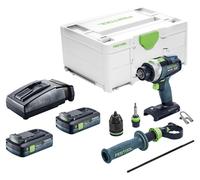 Taladro atornillador a batería Festool TPC 18/4-Basic 18 V 75 Nm sin escobillas + 2 baterías de 4,0 Ah + cargador + Systainer